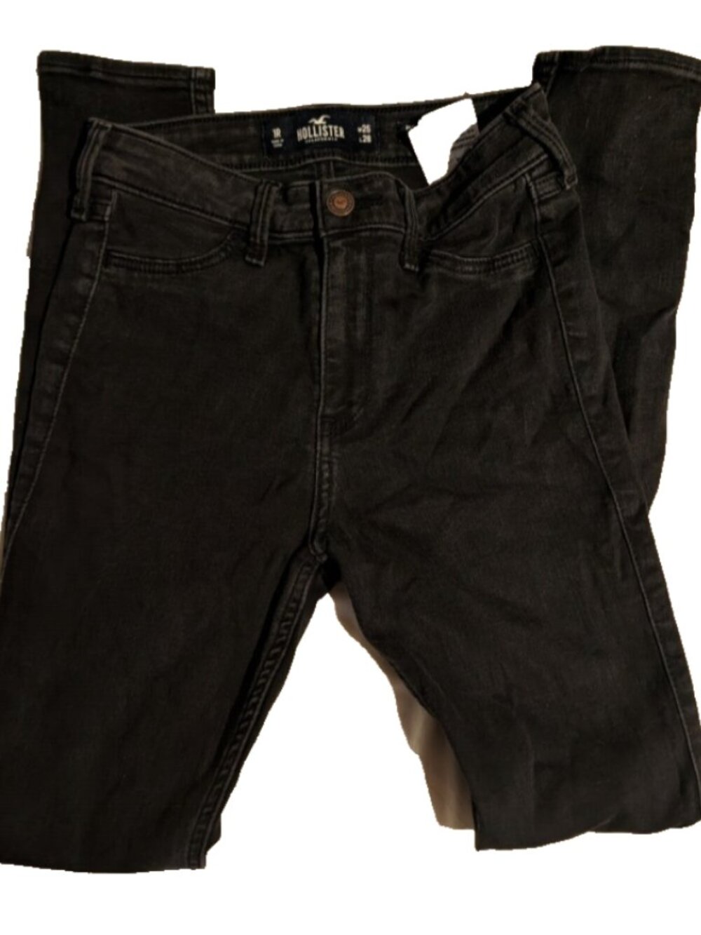 Hollister Size 1 High Waisted black distressed Jeggings EUC
